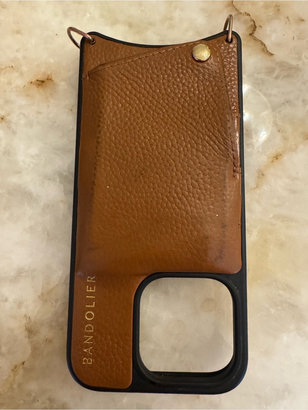 Bandolier Brown Pebble Leather Phone Case with Black Trim for iPhone 15 PRO